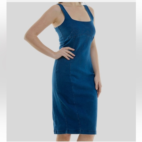 $49 msrp Rosie Harlow nwt Blue Denim Sleeveless Dress xs flaw - Picture 3 of 6